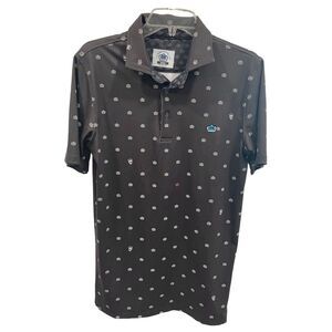 Glory Days Apparel Men's Polo Shirt S Black Crown‎ Print Performance Golf Casual